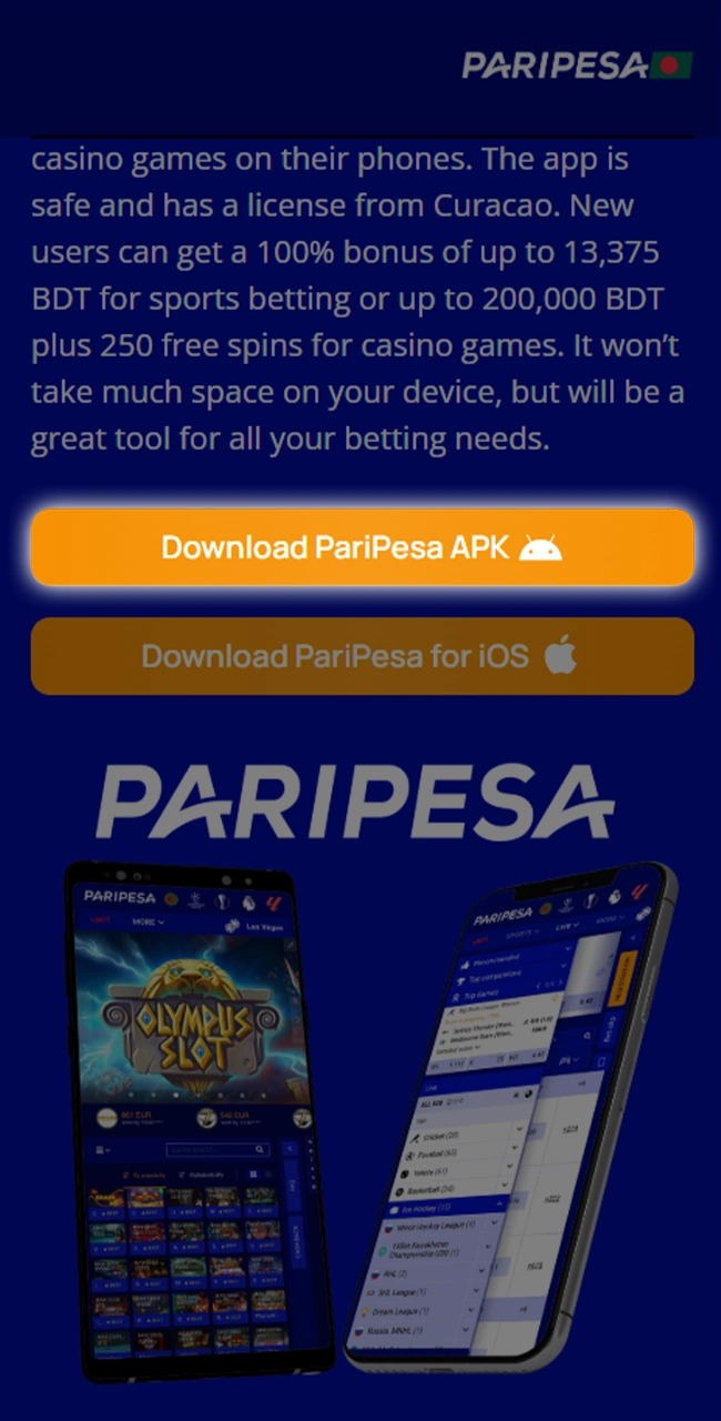 Click on the button to download PariPesa.