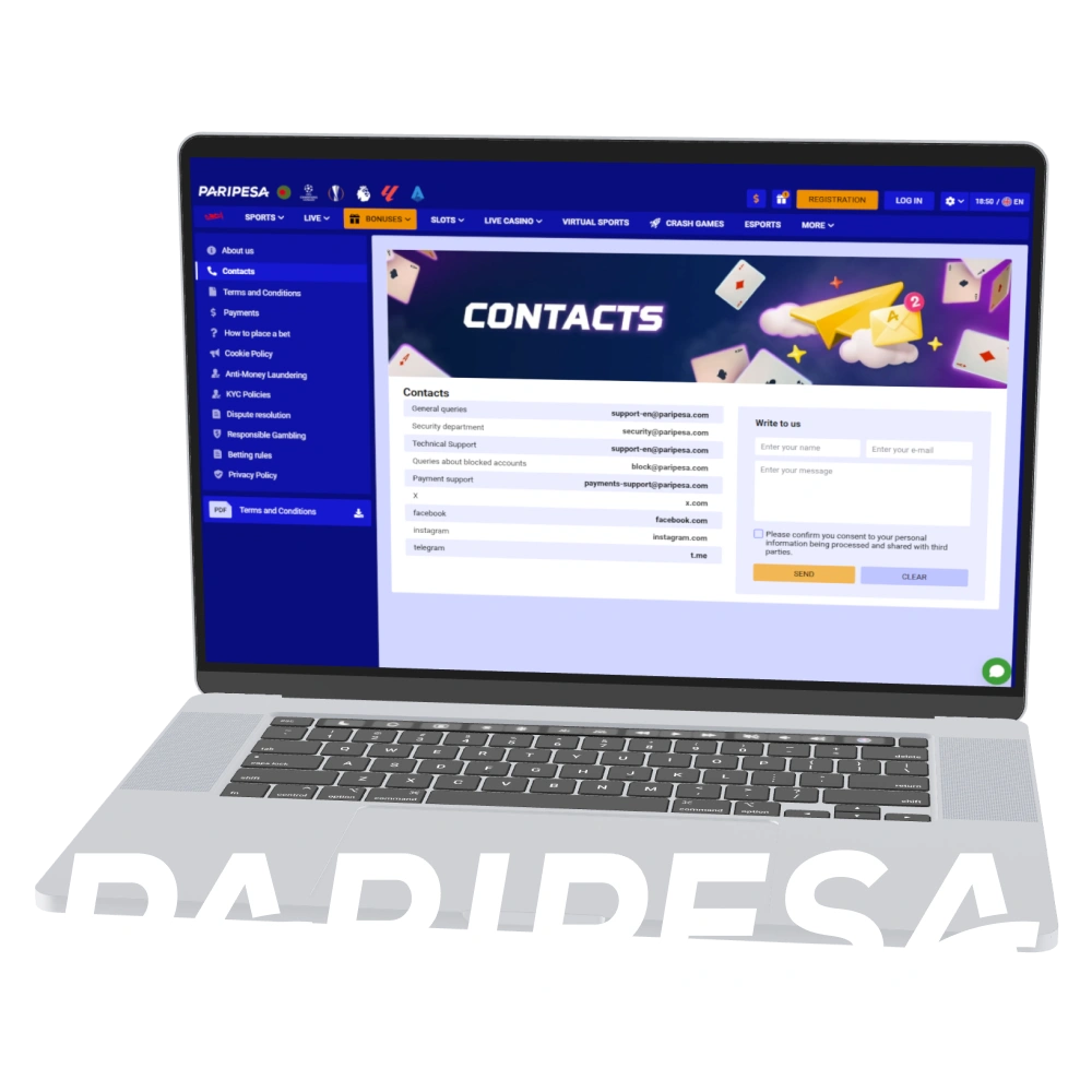 Contacts on the PariPesa platform.