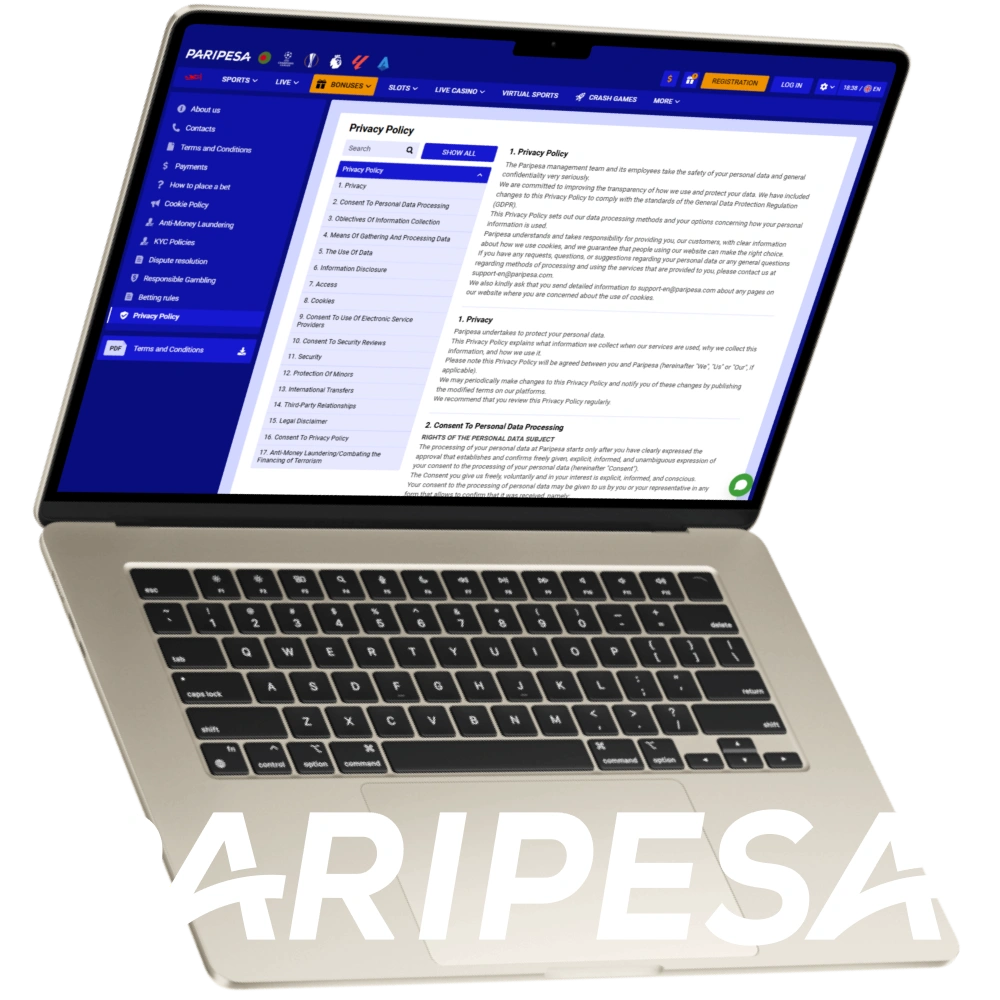 Privacy Policy on the PariPesa Website.