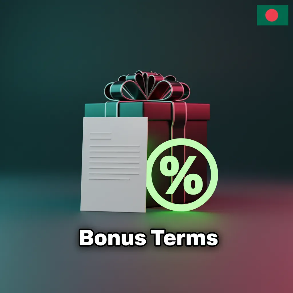Bonus Terms header with bullet list: 18+ eligibility, BDT currency, min deposit, wagering, time/bet/payment limits, KYC.