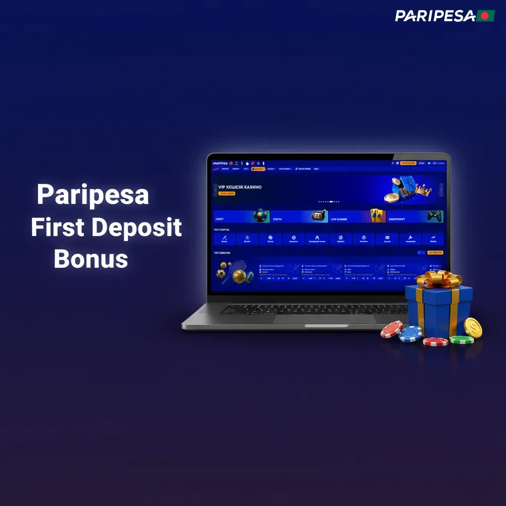 Paripesa bonus banner: 100% first deposit match up to 41,169 BDT for Sportsbook or Casino; min deposit 500 BDT