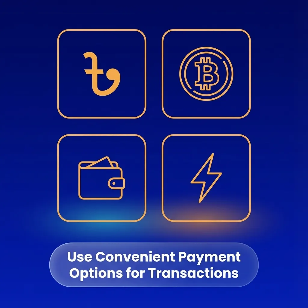 Illustration of secure online payments highlighting UPI, crypto, and popular mobile wallets as trusted deposit and withdrawal options