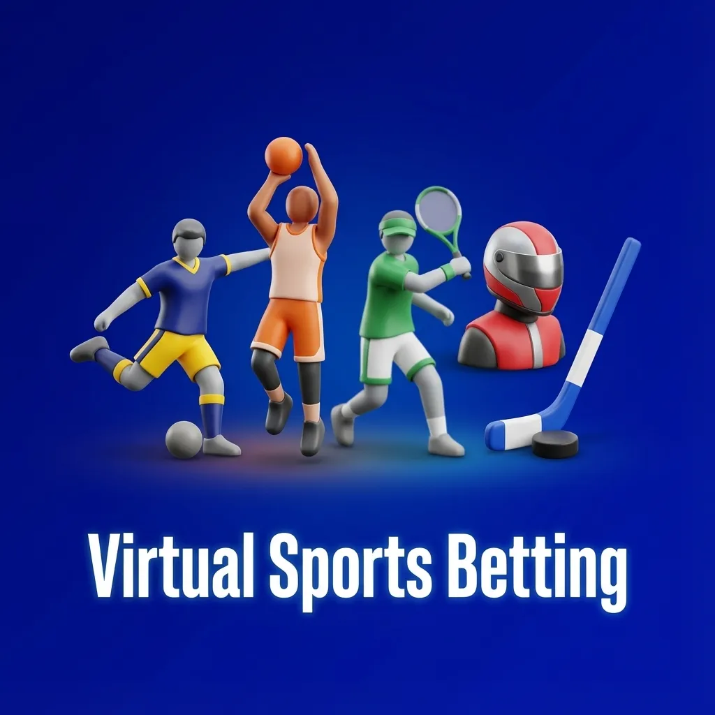 Illustration of 24/7 virtual sports betting in Bangladesh with icons for football, horse racing, greyhounds, and basketball.