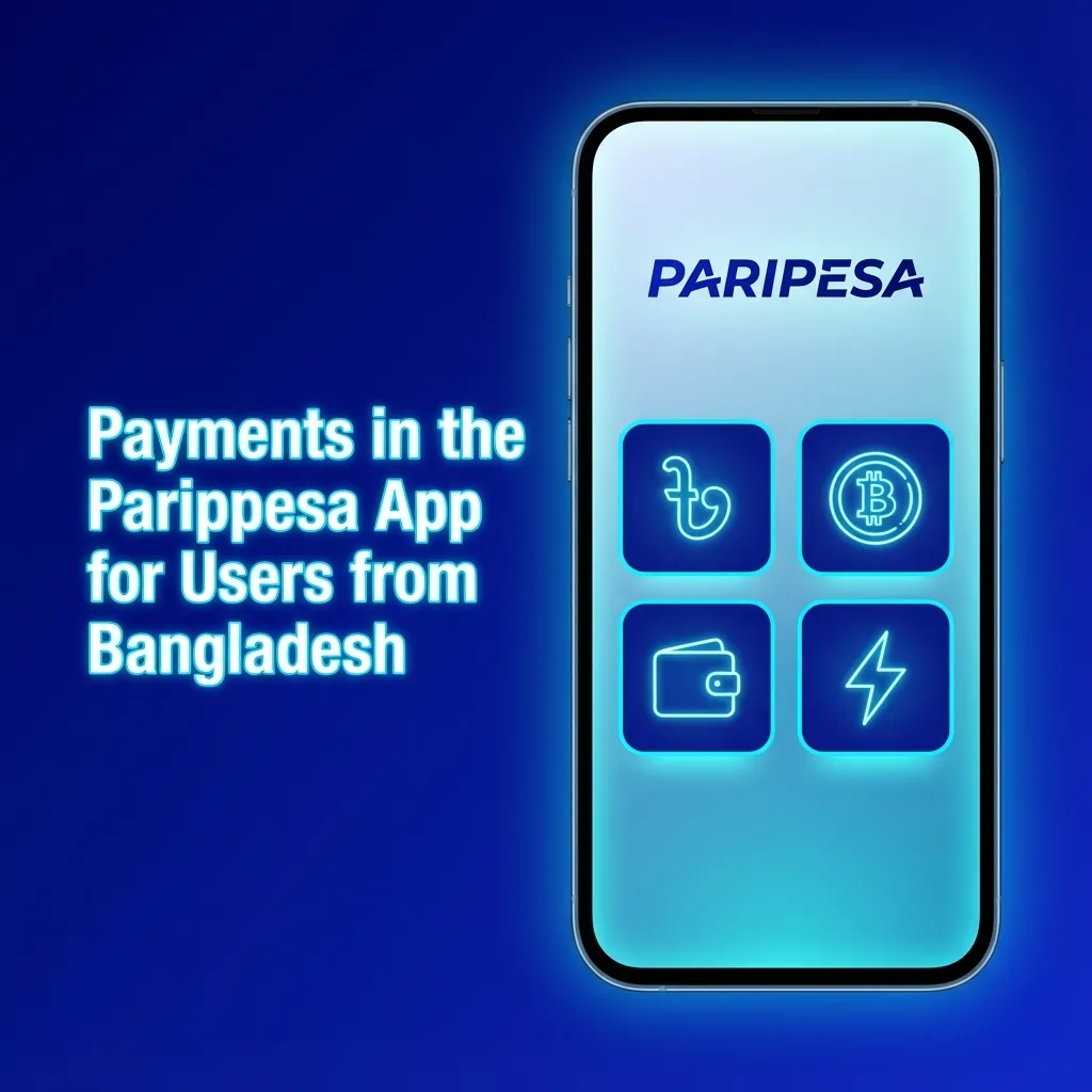 Paripesa app screen showing UPI, wallets, and crypto payment options for users in Bangladesh